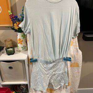 SKIMS Light Blue T-Shirt and Shorts PJ Set